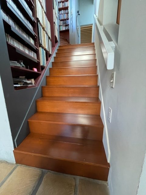 Burns House stair: Staircase & Tower Study Floor Restoration