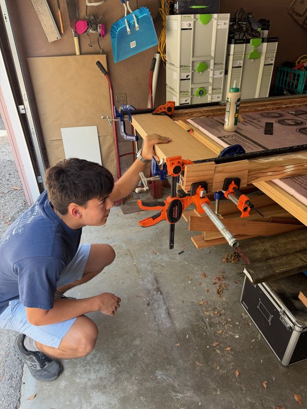 Gluing and clamping.