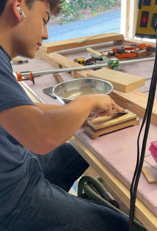 Honing the chisels.